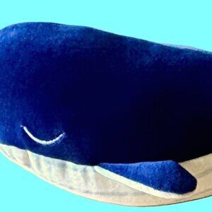 Super Soft n' Squishy Plush Blue & White Pinstriped Whale Safe for Babies New